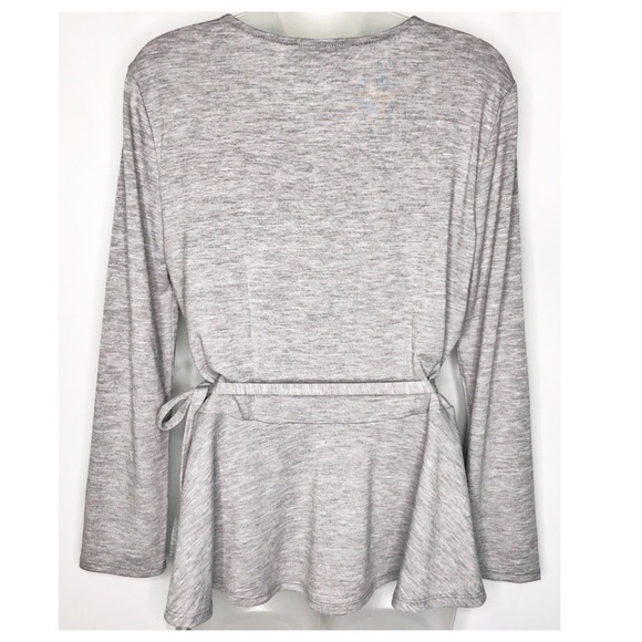 LOFT Pebble Grey Wrap Top - Picture 5 of 8